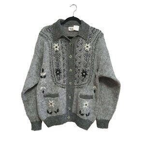 Huntington Ridge Wool Blend Cardigan Womens Sz Medium Vtg Grannycore Teachercore